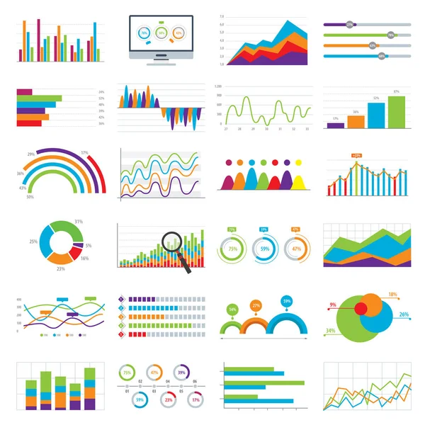 Diagrammes et graphiques du marché des données commerciales — Image vectorielle