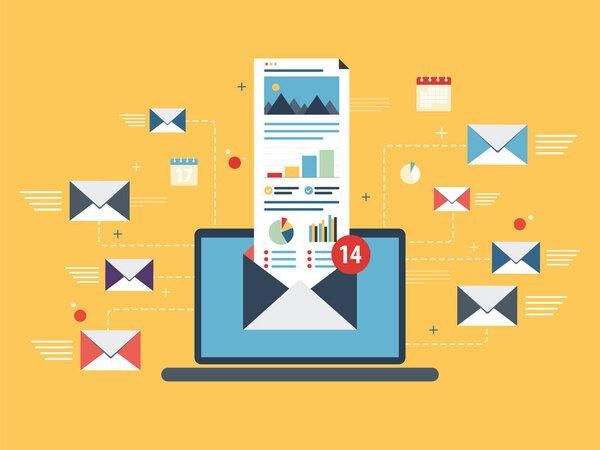 Laptop with envelope and open email on screen.