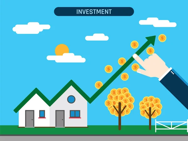 Fastighetsinvestering med framgång diagram. — Stock vektor