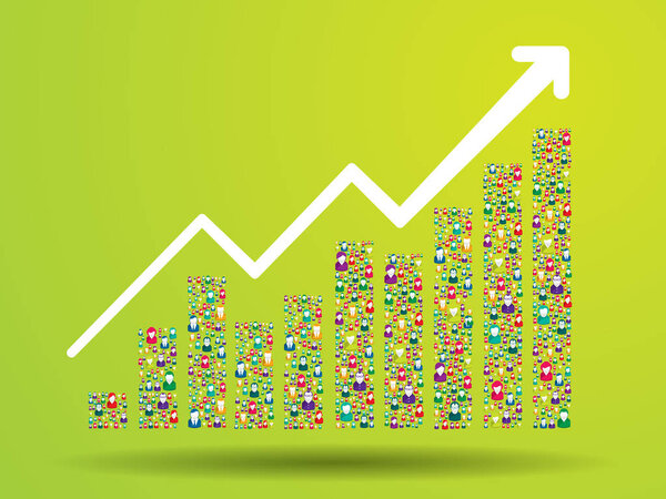 Growth chart and progress leading to success