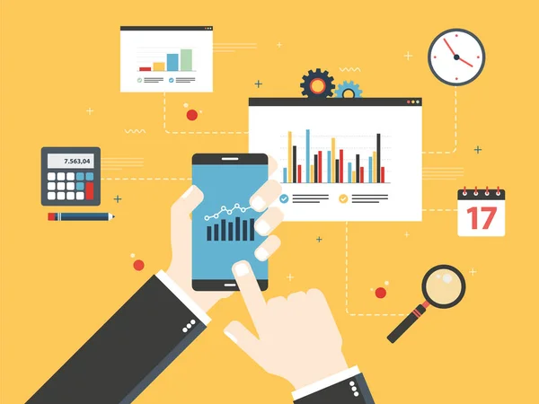 Concept d'investissement financier, analyse avec rapport de croissance . — Image vectorielle