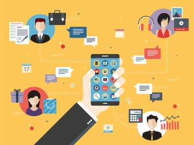 İletişim ve iş ile akıllı telefon.