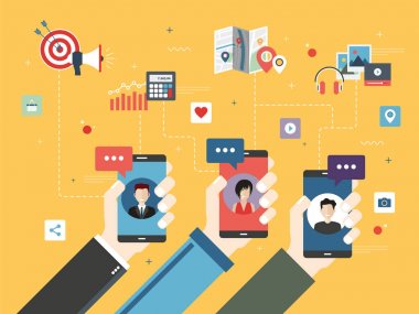 Sosyal medya ve akıllı telefon iletişim. 