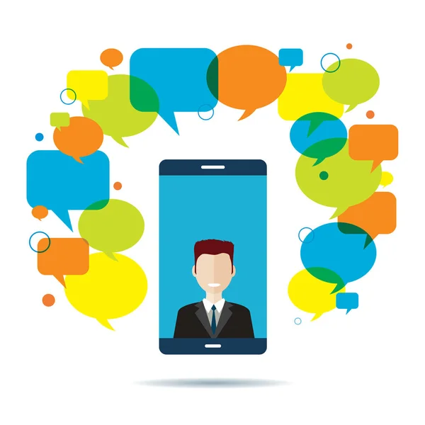 Επικοινωνίας και των επιχειρήσεων με έξυπνο τηλέφωνο. — Διανυσματικό Αρχείο