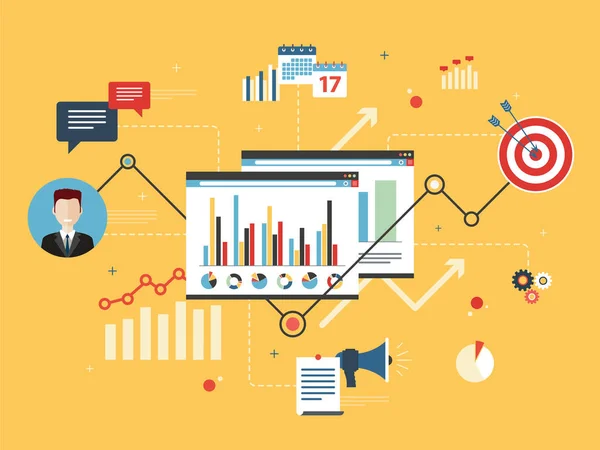 Investissement financier, analyse avec rapport de croissance . — Image vectorielle