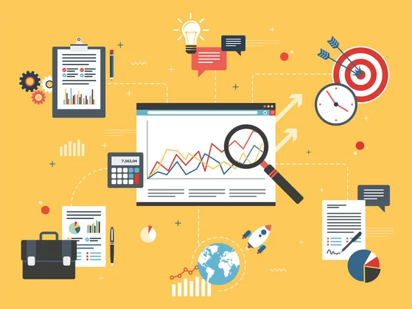 Investissement financier, analyse avec rapport de croissance . — Image vectorielle