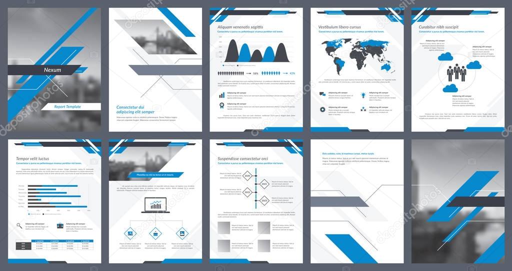 Elements of infographics for report template and presentations templates