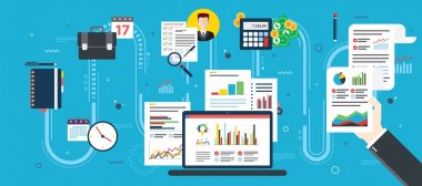 Finans yatırım, büyüme raporu ile analytics. 