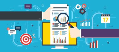 Düz tasarım vektör illüstrasyon kavramı Finans yatırım, büyüme raporu ile analytics. 