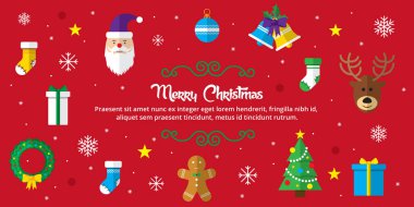 Arka plan neşeli Noel Icon set.