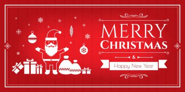 Kırmızı arkaplanda noel simgeleri seti