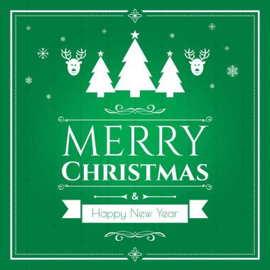 Yeşil arkaplanda bir dizi noel simgesi