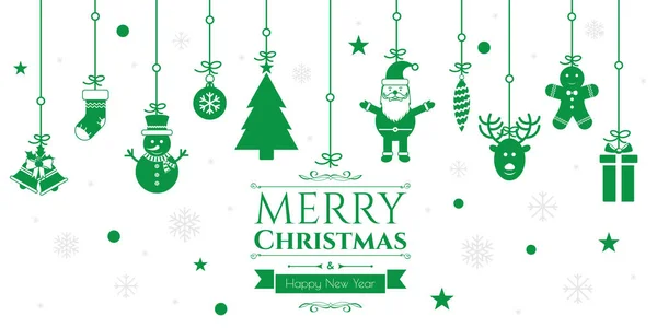 Набор рождественских икон на зеленом фоне — стоковый вектор