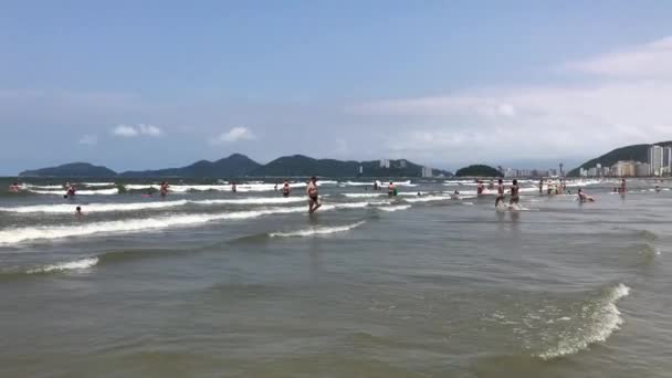 Spiaggia Santos Tramonto Turisti Santos Spiaggia Vacanza Relax Tramonto — Video Stock