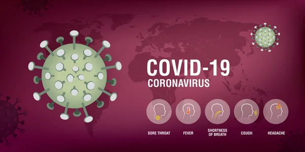 コロナウイルス病Covid 19感染医学 中国病原体呼吸器インフルエンザCovidウイルス細胞 ベクトル図でCovid 19と名付けられたコロナウイルス病の正式名称 — ストックベクタ