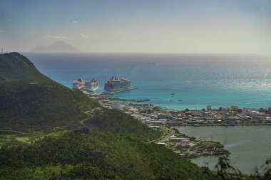 Philipsburg, Sint Maarten - bağlantı noktası ve Plajı'üst görünümü