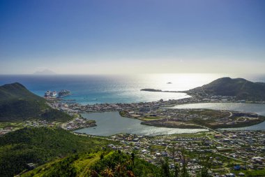 Philipsburg, Sint Maarten - bağlantı noktası ve plaj Üstten Görünüm