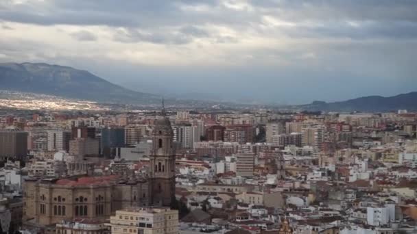 Malaga városképe. Kilátás Malaga városára. Spanyolország — Stock videók