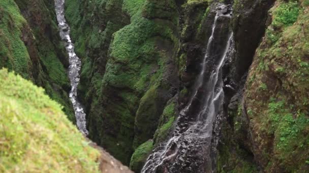 Glymur, the second highest waterfall in Iceland — Stockvideo