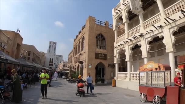 Qatar, Doha, January 2020: old city at Souq waqif - Eastern bazaar in Doha — 비디오