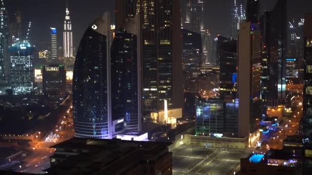 Dubai skyline in the night time, United Arab Emirates — Stock Video