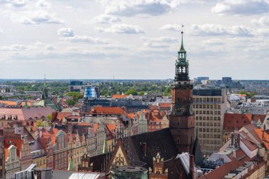 Wroclaw Polonya 'da panoramik Şehrin Üst Manzarası