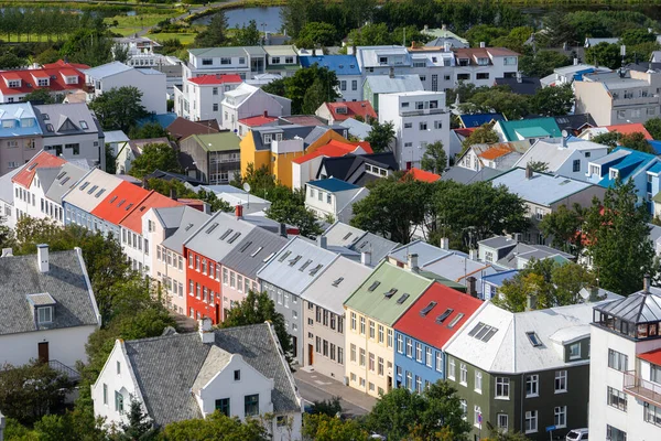 Reykjavik City Bird View Of Colorful Houses.