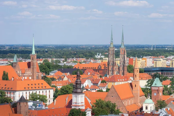 Wroclaw Lengyelországban panorámás Top kilátás nyílik a városra — Stock Fotó