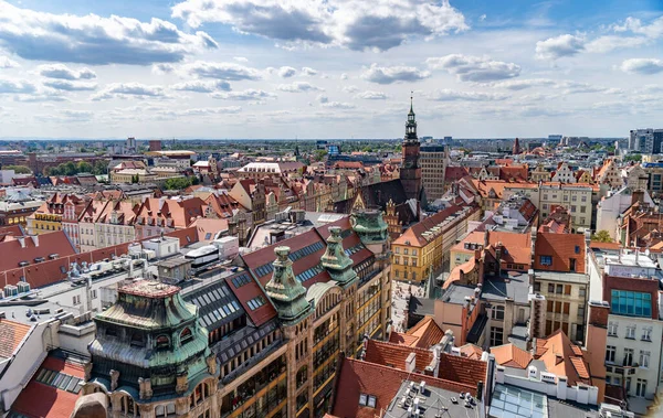 Wroclaw Lengyelországban panorámás Top kilátás nyílik a városra — Stock Fotó