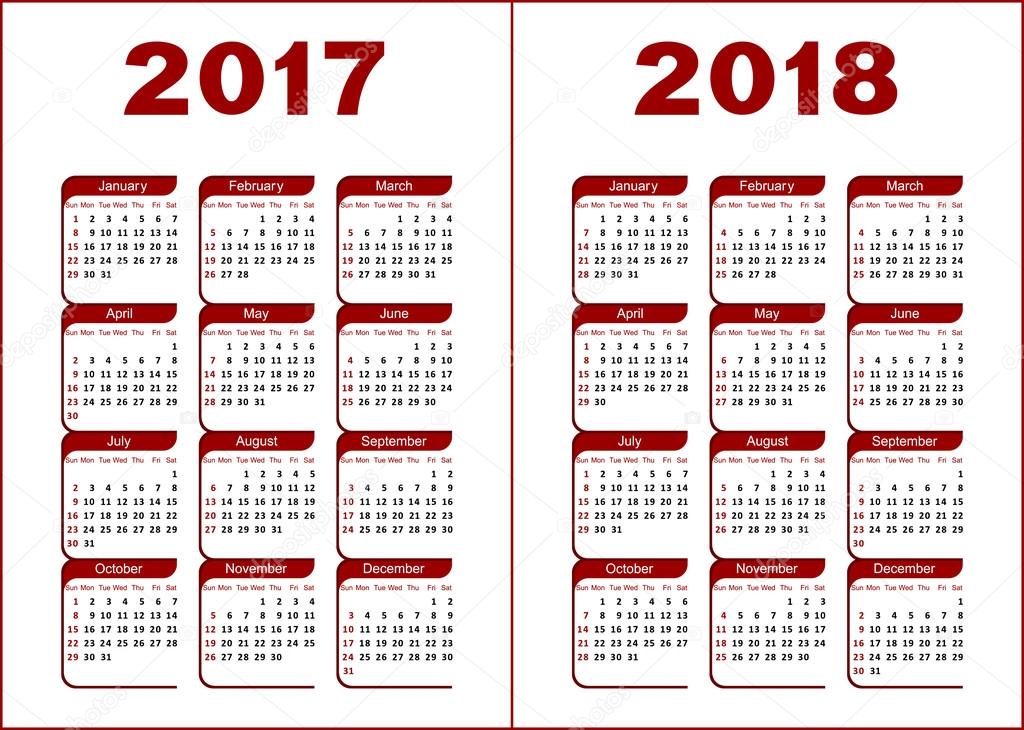 Calendar 2017 2018 Stock Vector C Silantiy 126234138