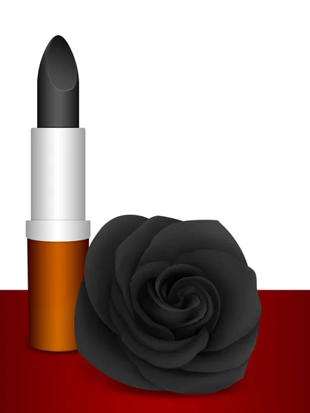 Zwarte lippenstift & zwarte roos — Stockvector