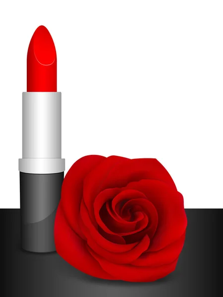 Rode lippenstift & rode roos — Stockvector
