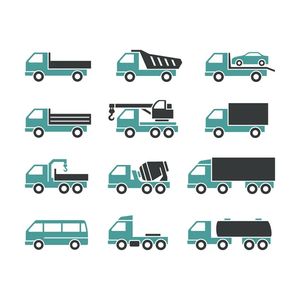 Σετ Δύο Εικονίδια Χρωμάτων Από Φορτηγά Λευκό Φόντο Φορτηγά Από — Διανυσματικό Αρχείο