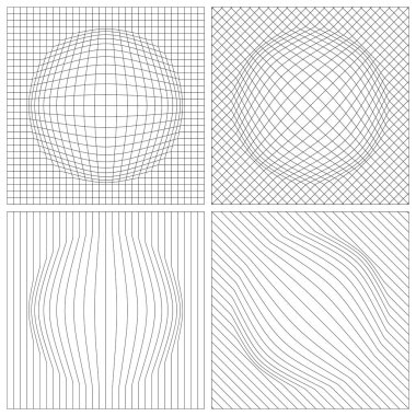 Bulge ile soyut şebeke. Beyaz Arkaplanda Siyah Izgaralar. 