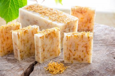 homemade calendula natural herbal soap clipart