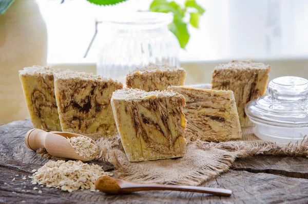 Homemade oats soap — Stock Photo, Image