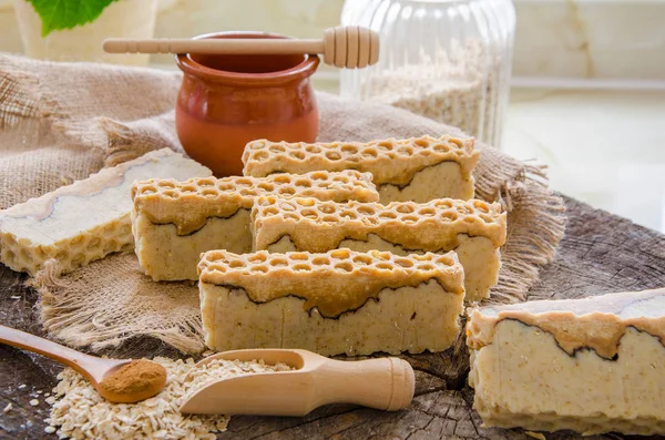 Homemade oats and honey soap — Stock Photo, Image