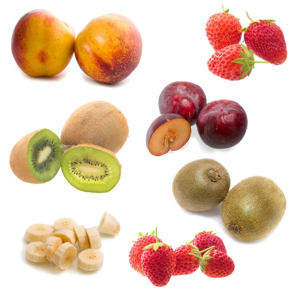 Fruit collage op witte achtergrond — Stockfoto