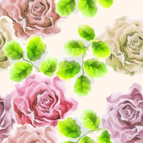 Hladký vzor s růžovými a bílými růžemi — Stockový vektor