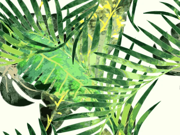 Tropische Pflanzen Blumen nahtlose Muster — Stockvektor