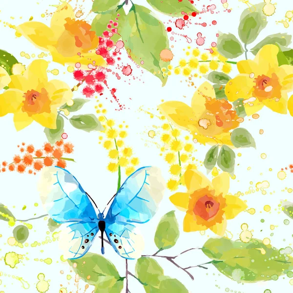 Aquarelle Fleur sans couture — Image vectorielle