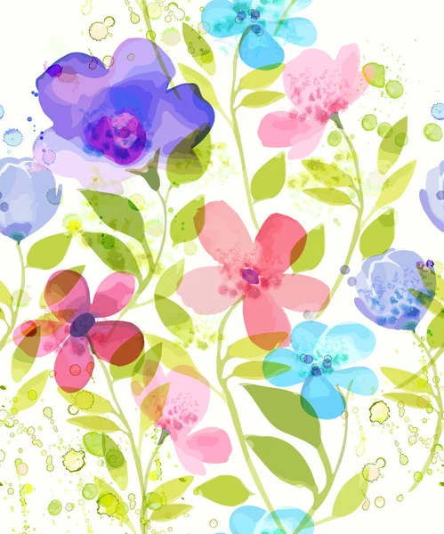 Akvarell blomma mönster — Stock vektor