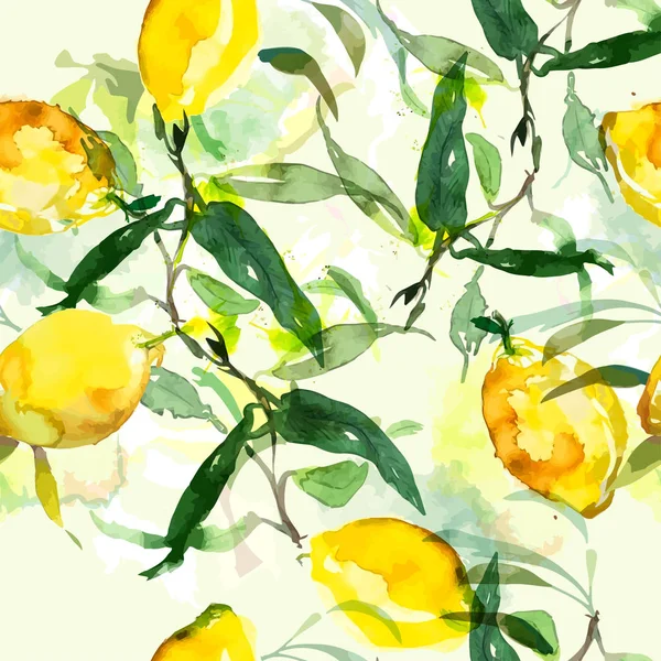 Elle çizilmiş suluboya resim limon — Stok Vektör