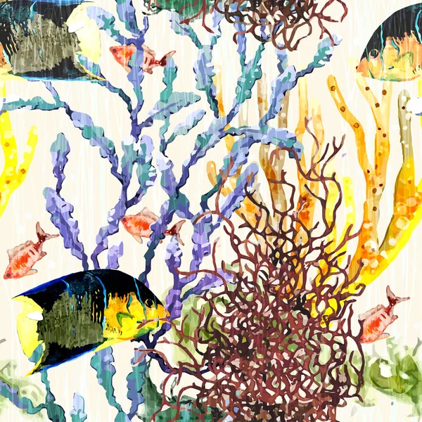 Oceano padrão aquarela fundo — Vetor de Stock