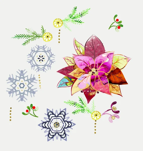 크리스마스의 요소들 과 무미건조 한 패턴 — 스톡 벡터