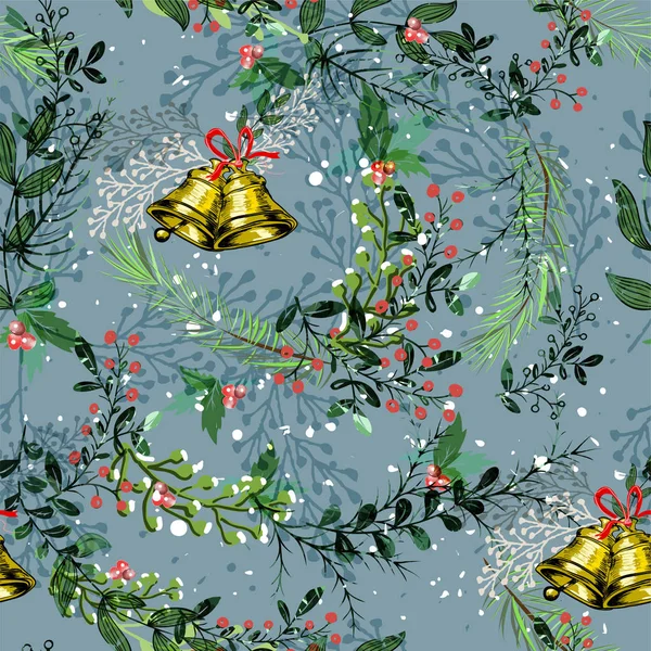 빈티지 크리스마스 요소 완벽 한 패턴 배경 — 스톡 벡터