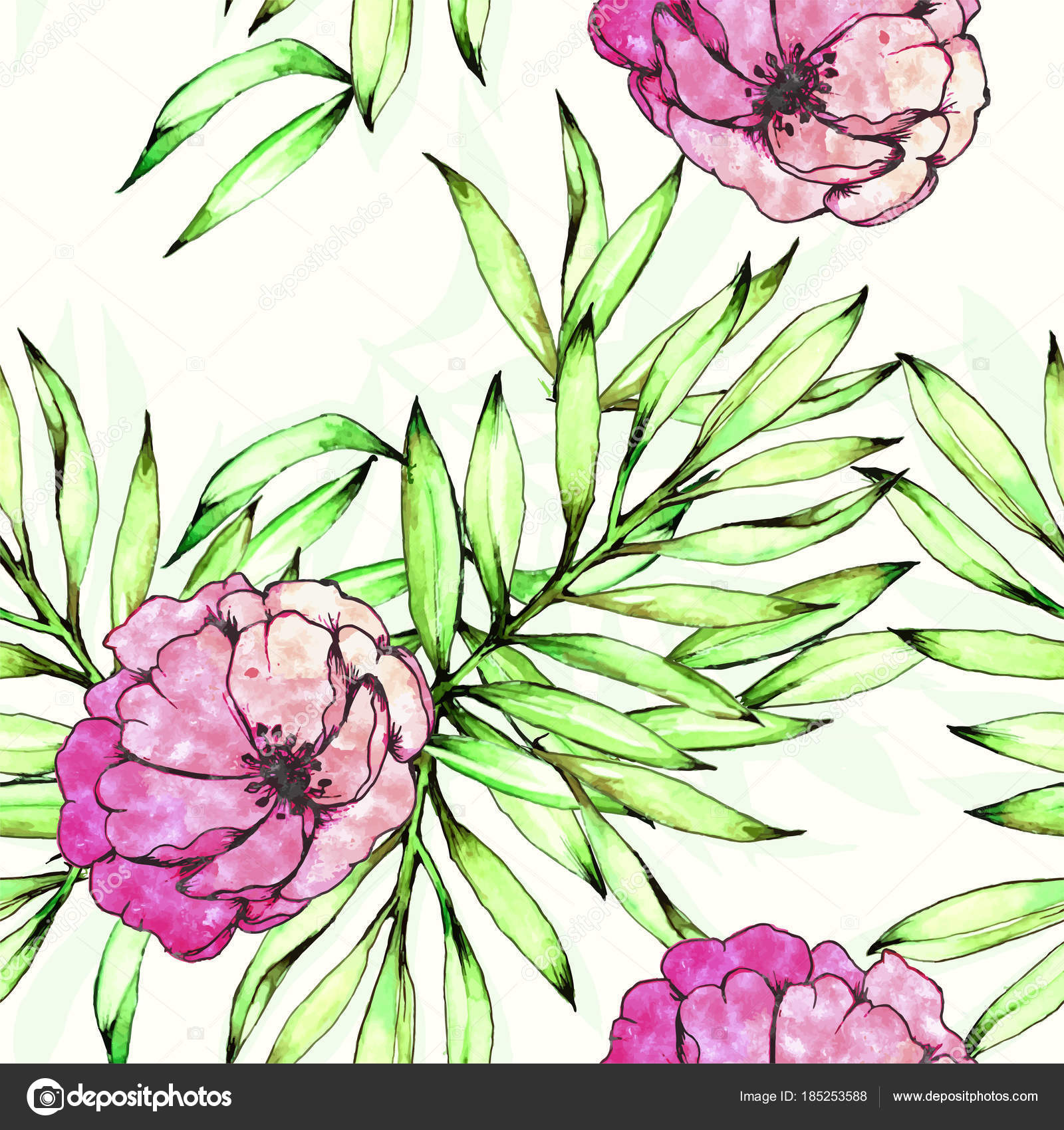Colección Floral Colorida Con Hojas Flores Dibujo Acuarela - Vector de stock gratis © applea #185253588 Colección Floral Colorida Con Hojas Flores Dibujo Acuarela - Vector de stock gratis © applea #185253588