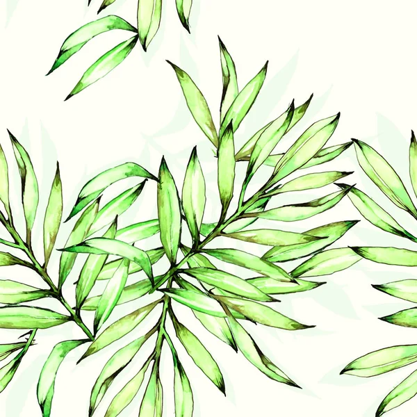 Акварель Зеленый Цветочный Бесшовный Узор Листьями — Бесплатное стоковое фото