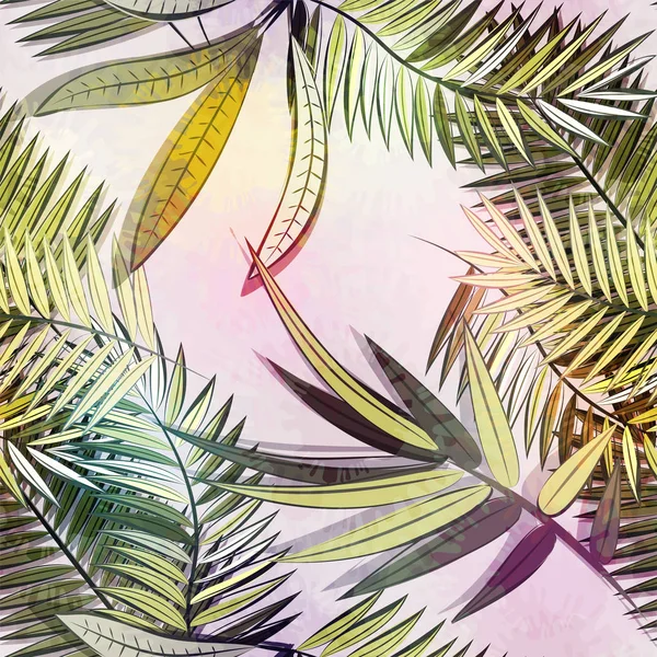 Patrón Tropical Sin Costura Abstracto Con Hermosas Hojas Plantas Huella — Archivo Imágenes Vectoriales