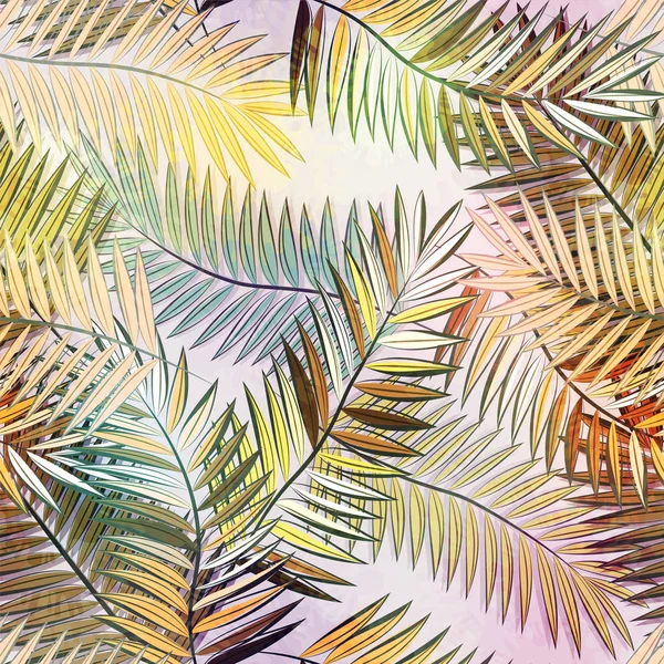 Modèle Tropical Abstrait Sans Couture Avec Belles Feuilles Plantes Empreinte — Image vectorielle